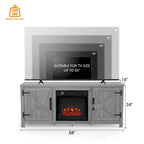 Mueble para TV con chimenea eléctrica rústico de 58" color café, 1 persona, para televisores de hasta 65"