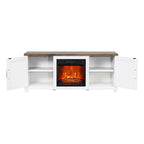 Mueble para TV con chimenea eléctrica rústico de 58" color café, 1 persona, para televisores de hasta 65"