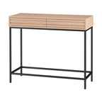 Mesa Consola de 2 Cajones Roble / Nogal, Mid-Century Modern, Requiere Montaje (1 Persona)