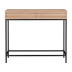 Mesa Consola de 2 Cajones Roble / Nogal, Mid-Century Modern, Requiere Montaje (1 Persona)