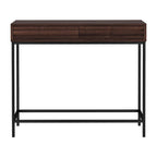 Mesa Consola de 2 Cajones Roble / Nogal, Mid-Century Modern, Requiere Montaje (1 Persona)