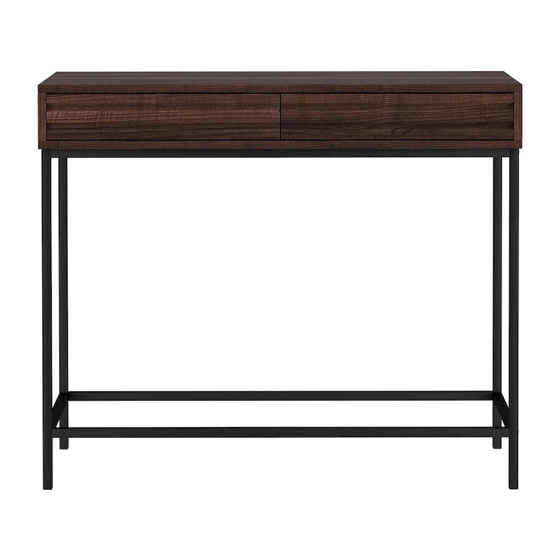 Mesa Consola de 2 Cajones Roble / Nogal, Mid-Century Modern, Requiere Montaje (1 Persona)