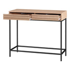 Mesa Consola de 2 Cajones Roble / Nogal, Mid-Century Modern, Requiere Montaje (1 Persona)