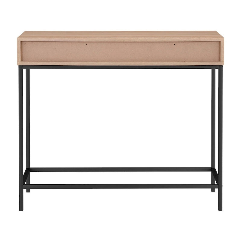 Mesa Consola de 2 Cajones Roble / Nogal, Mid-Century Modern, Requiere Montaje (1 Persona)