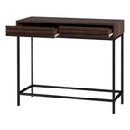 Mesa Consola de 2 Cajones Roble / Nogal, Mid-Century Modern, Requiere Montaje (1 Persona)