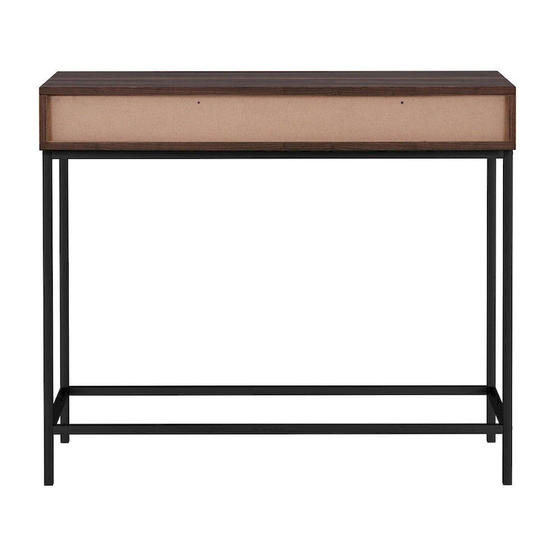 Mesa Consola de 2 Cajones Roble / Nogal, Mid-Century Modern, Requiere Montaje (1 Persona)