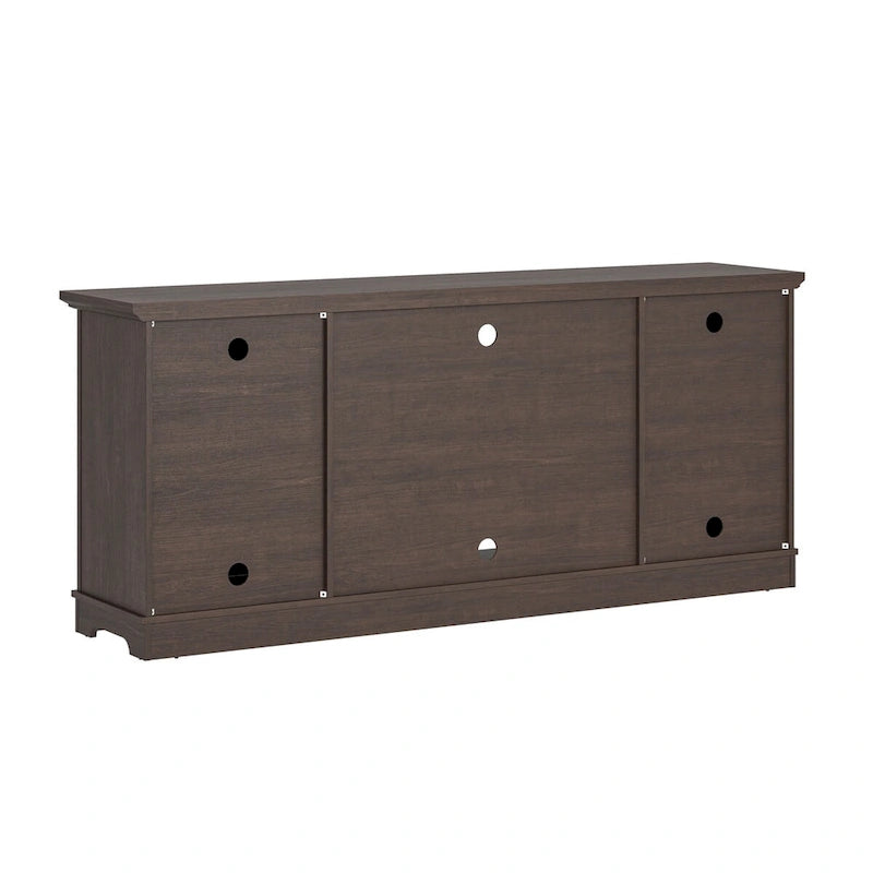 Mueble/Consola para TV estilo rústico en marrón/blanco roto – 2 puertas, apto para televisores de hasta 75 pulgadas