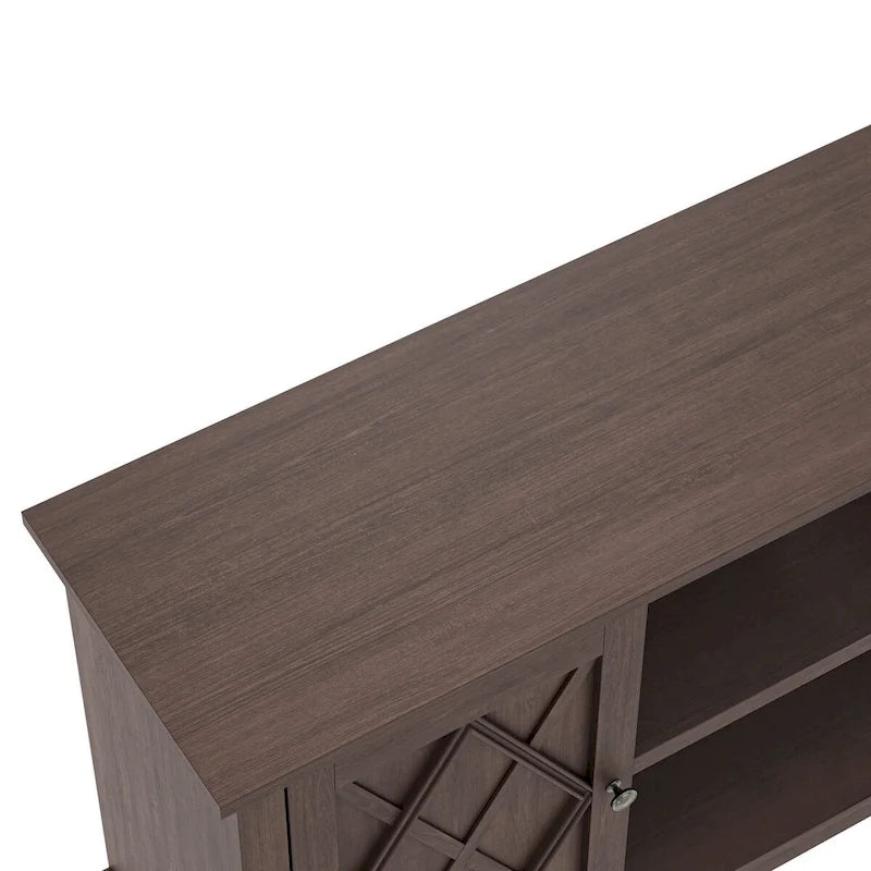 Mueble/Consola para TV estilo rústico en marrón/blanco roto – 2 puertas, apto para televisores de hasta 75 pulgadas