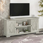 Mueble/Consola para TV estilo rústico en marrón/blanco roto – 2 puertas, apto para televisores de hasta 75 pulgadas