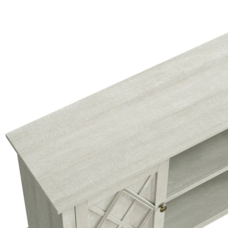 Mueble/Consola para TV estilo rústico en marrón/blanco roto – 2 puertas, apto para televisores de hasta 75 pulgadas