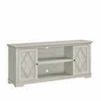 Mueble/Consola para TV estilo rústico en marrón/blanco roto – 2 puertas, apto para televisores de hasta 75 pulgadas