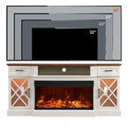 Mueble de TV rústico con chimenea eléctrica de 70", cristal de 3 lados, 4 colores, para televisores de hasta 80"