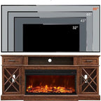 Mueble de TV rústico con chimenea eléctrica de 70", cristal de 3 lados, 4 colores, para televisores de hasta 80"