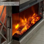 Mueble de TV rústico con chimenea eléctrica de 70", cristal de 3 lados, 4 colores, para televisores de hasta 80"