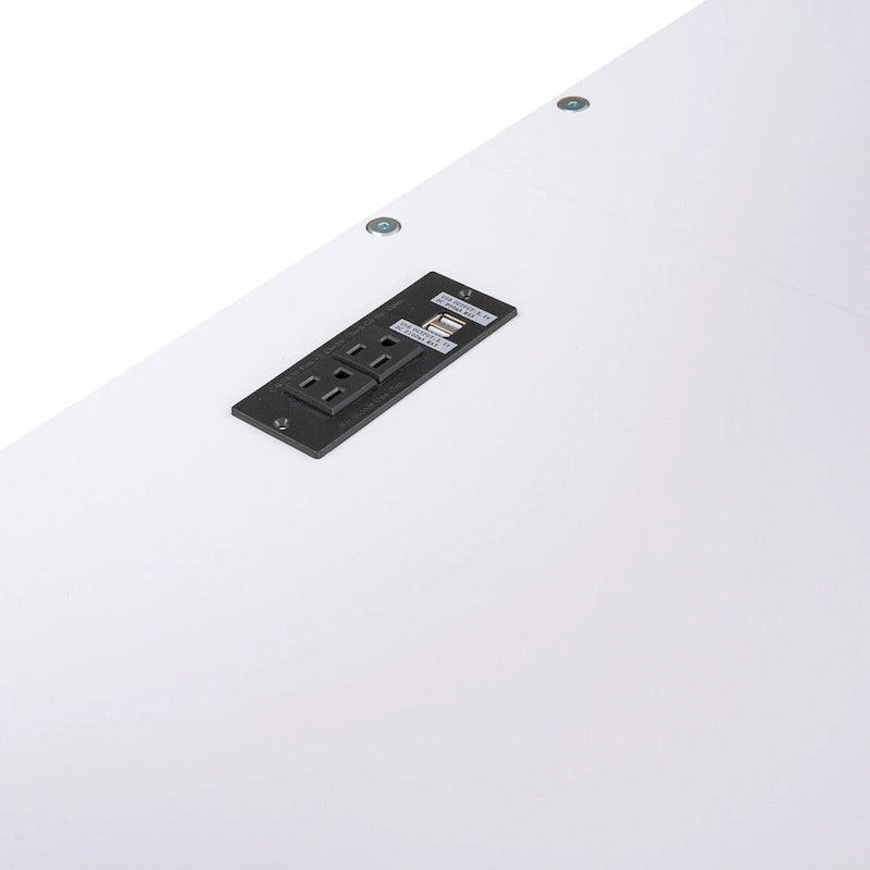 Cama alta individual de tamaño completo gris/blanco con escritorio y almacenamiento