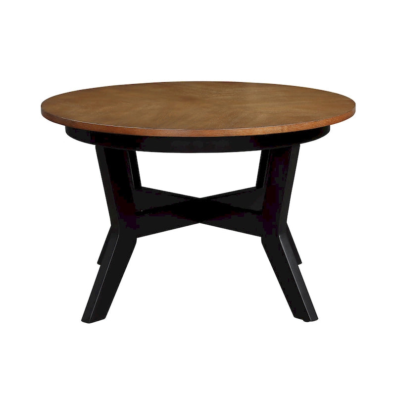 Mesa de centro redonda Mid-Century negra / nogal / espresso