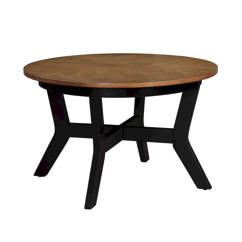 Mesa de centro redonda Mid-Century negra / nogal / espresso
