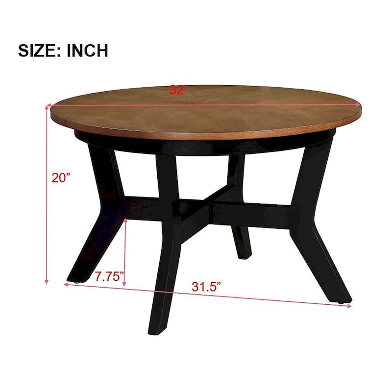Mesa de centro redonda Mid-Century negra / nogal / espresso
