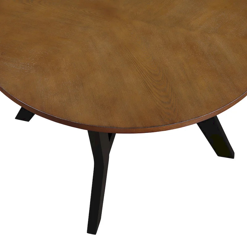 Mesa de centro redonda Mid-Century negra / nogal / espresso