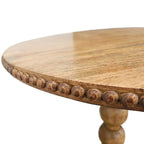 Mesa auxiliar redonda de madera marrón – Pedestal de bola simple apilada