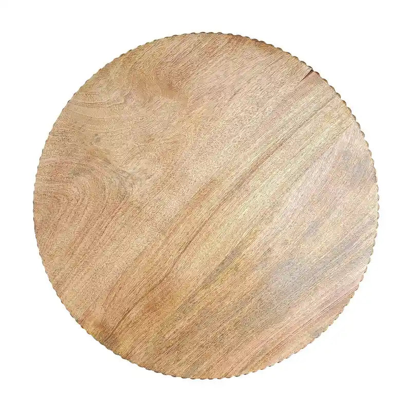 Mesa auxiliar redonda de madera marrón – Pedestal de bola simple apilada