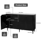 Aparador Buffet de Ratán Negro de 4 Puertas, Montaje para 1 Persona