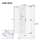 Armario alto de almacenaje pintado de blanco — 2 puertas, 1 cajón, estante ajustable