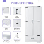 Armario alto de almacenaje pintado de blanco — 2 puertas, 1 cajón, estante ajustable