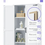 Armario alto de almacenaje pintado de blanco — 2 puertas, 1 cajón, estante ajustable