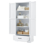 Armario alto de almacenaje pintado de blanco — 2 puertas, 1 cajón, estante ajustable