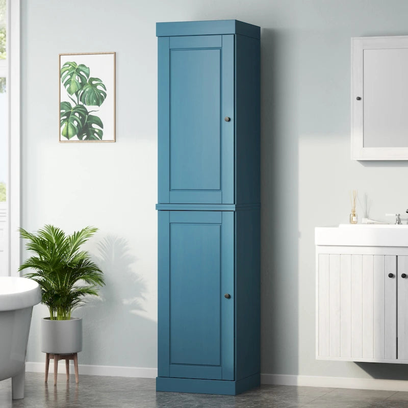 Mueble de baño de madera maciza en blanco / gris / azul verdoso / moca / negro — Cristal, esmerilado, estilo sólido o abierto, montaje para 1 persona