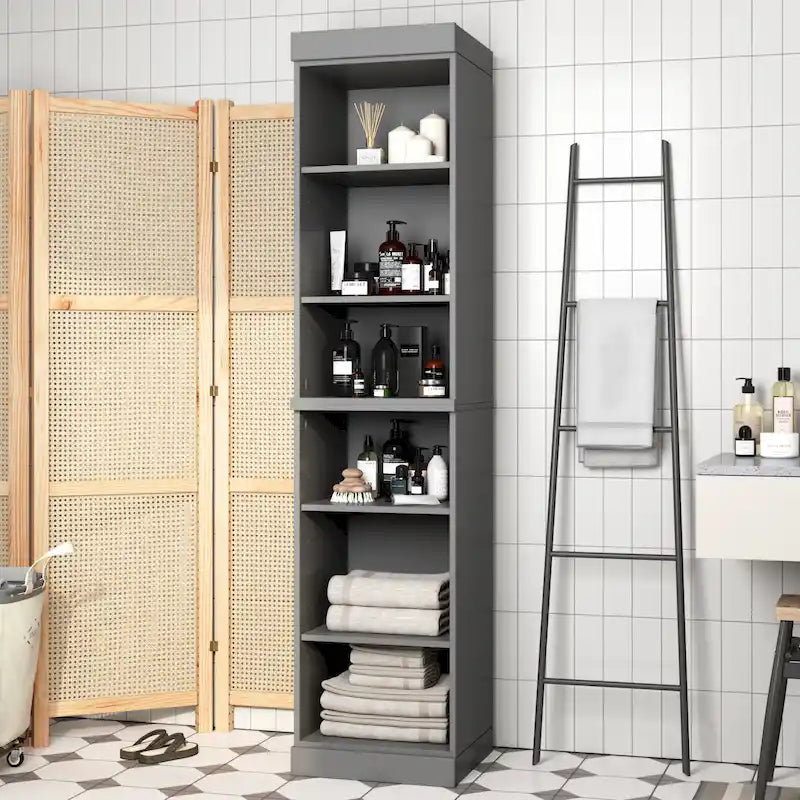 Mueble de baño de madera maciza en blanco / gris / azul verdoso / moca / negro — Cristal, esmerilado, estilo sólido o abierto, montaje para 1 persona