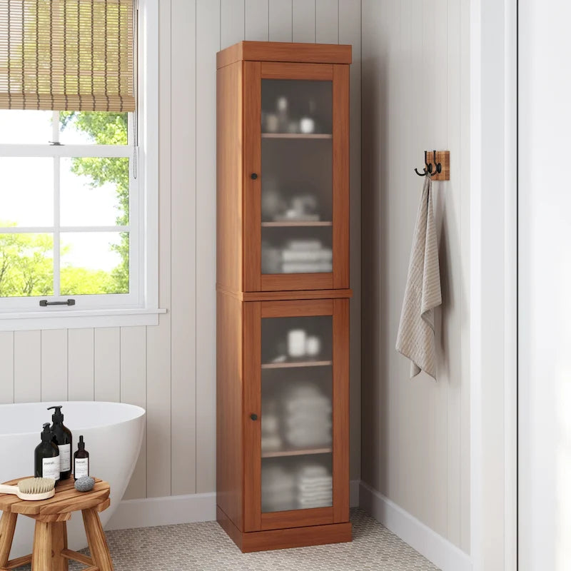 Mueble de baño de madera maciza en blanco / gris / azul verdoso / moca / negro — Cristal, esmerilado, estilo sólido o abierto, montaje para 1 persona