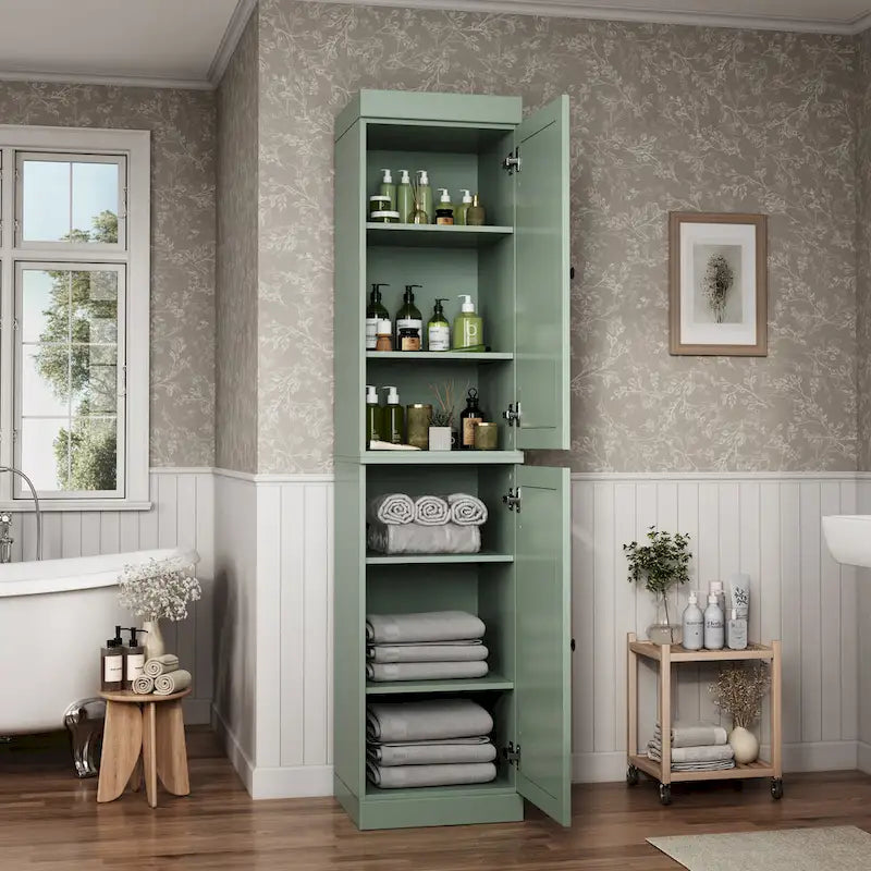 Mueble de baño de madera maciza en blanco / gris / azul verdoso / moca / negro — Cristal, esmerilado, estilo sólido o abierto, montaje para 1 persona