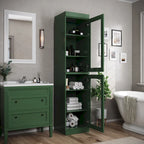 Mueble de baño de madera maciza en blanco / gris / azul verdoso / moca / negro — Cristal, esmerilado, estilo sólido o abierto, montaje para 1 persona
