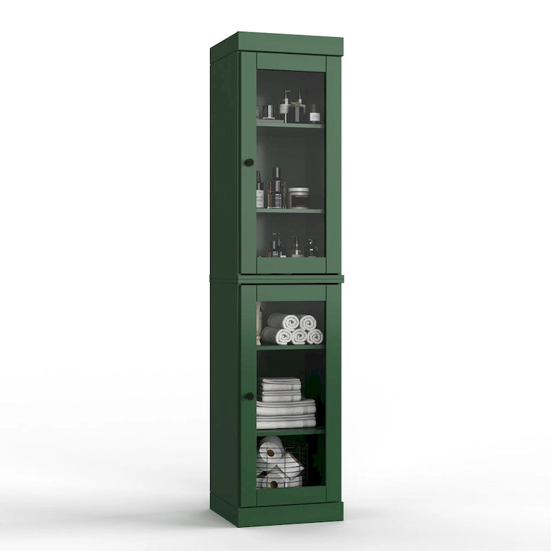 Mueble de baño de madera maciza en blanco / gris / azul verdoso / moca / negro — Cristal, esmerilado, estilo sólido o abierto, montaje para 1 persona