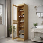 Mueble de baño de madera maciza en blanco / gris / azul verdoso / moca / negro — Cristal, esmerilado, estilo sólido o abierto, montaje para 1 persona