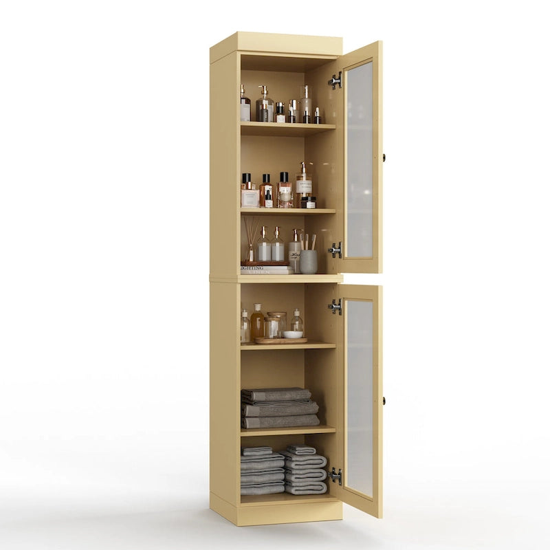 Mueble de baño de madera maciza en blanco / gris / azul verdoso / moca / negro — Cristal, esmerilado, estilo sólido o abierto, montaje para 1 persona
