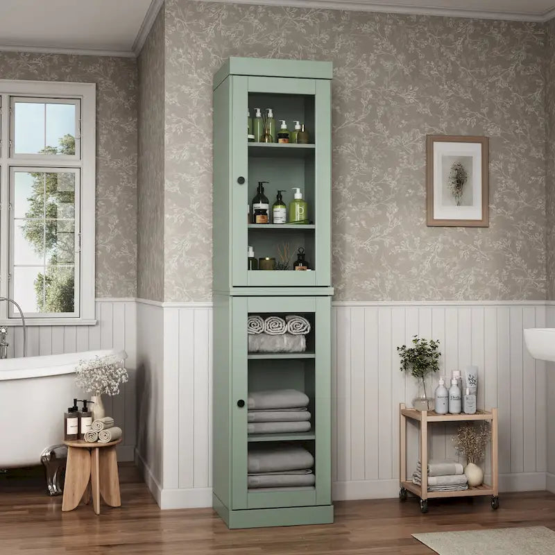 Mueble de baño de madera maciza en blanco / gris / azul verdoso / moca / negro — Cristal, esmerilado, estilo sólido o abierto, montaje para 1 persona