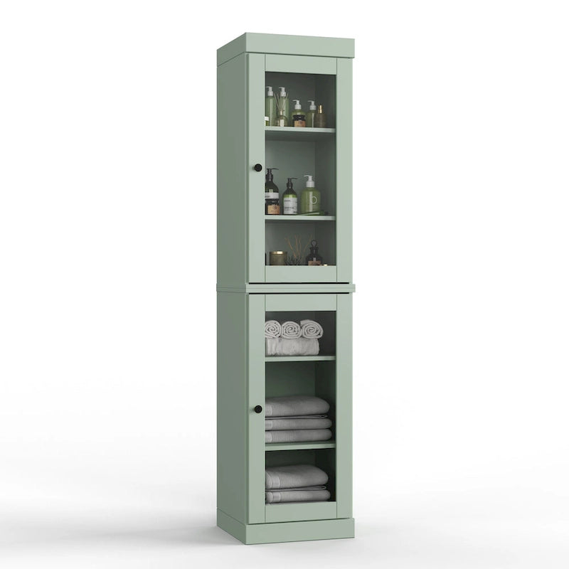 Mueble de baño de madera maciza en blanco / gris / azul verdoso / moca / negro — Cristal, esmerilado, estilo sólido o abierto, montaje para 1 persona