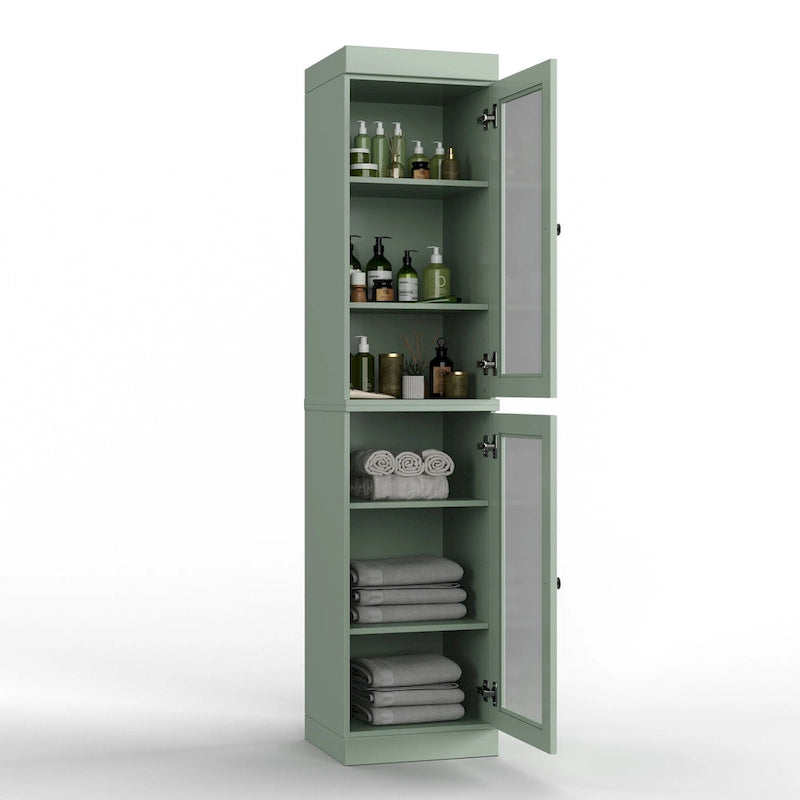 Mueble de baño de madera maciza en blanco / gris / azul verdoso / moca / negro — Cristal, esmerilado, estilo sólido o abierto, montaje para 1 persona