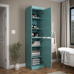 Mueble de baño de madera maciza en blanco / gris / azul verdoso / moca / negro — Cristal, esmerilado, estilo sólido o abierto, montaje para 1 persona