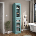 Mueble de baño de madera maciza en blanco / gris / azul verdoso / moca / negro — Cristal, esmerilado, estilo sólido o abierto, montaje para 1 persona