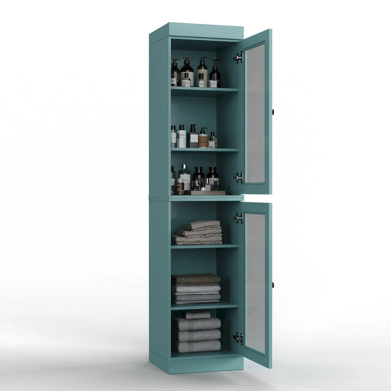 Mueble de baño de madera maciza en blanco / gris / azul verdoso / moca / negro — Cristal, esmerilado, estilo sólido o abierto, montaje para 1 persona