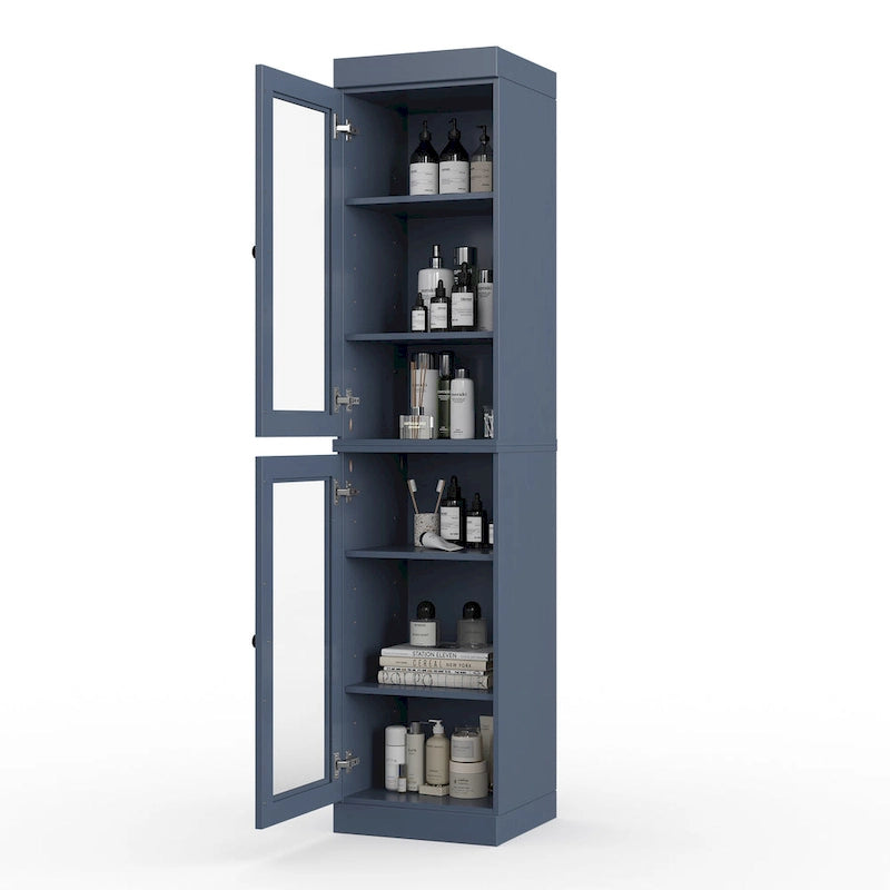 Mueble de baño de madera maciza en blanco / gris / azul verdoso / moca / negro — Cristal, esmerilado, estilo sólido o abierto, montaje para 1 persona