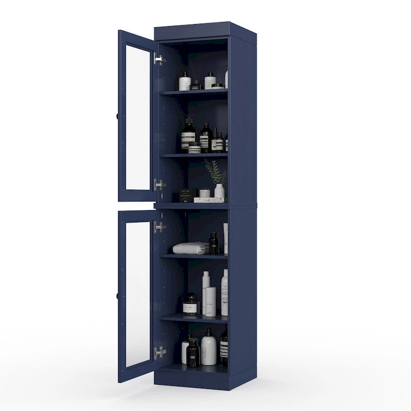 Mueble de baño de madera maciza en blanco / gris / azul verdoso / moca / negro — Cristal, esmerilado, estilo sólido o abierto, montaje para 1 persona